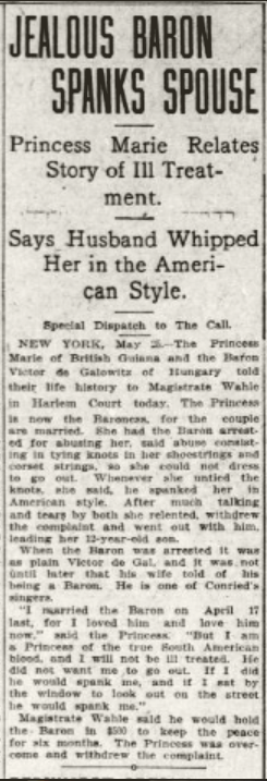Jealous Baron Spanks Wife the “American Style” (1906)